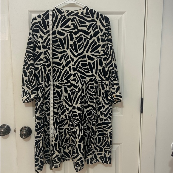 Rachel Zoe Zebra Patterned Dress size large black white baby doll dress - Picture 4 of 6